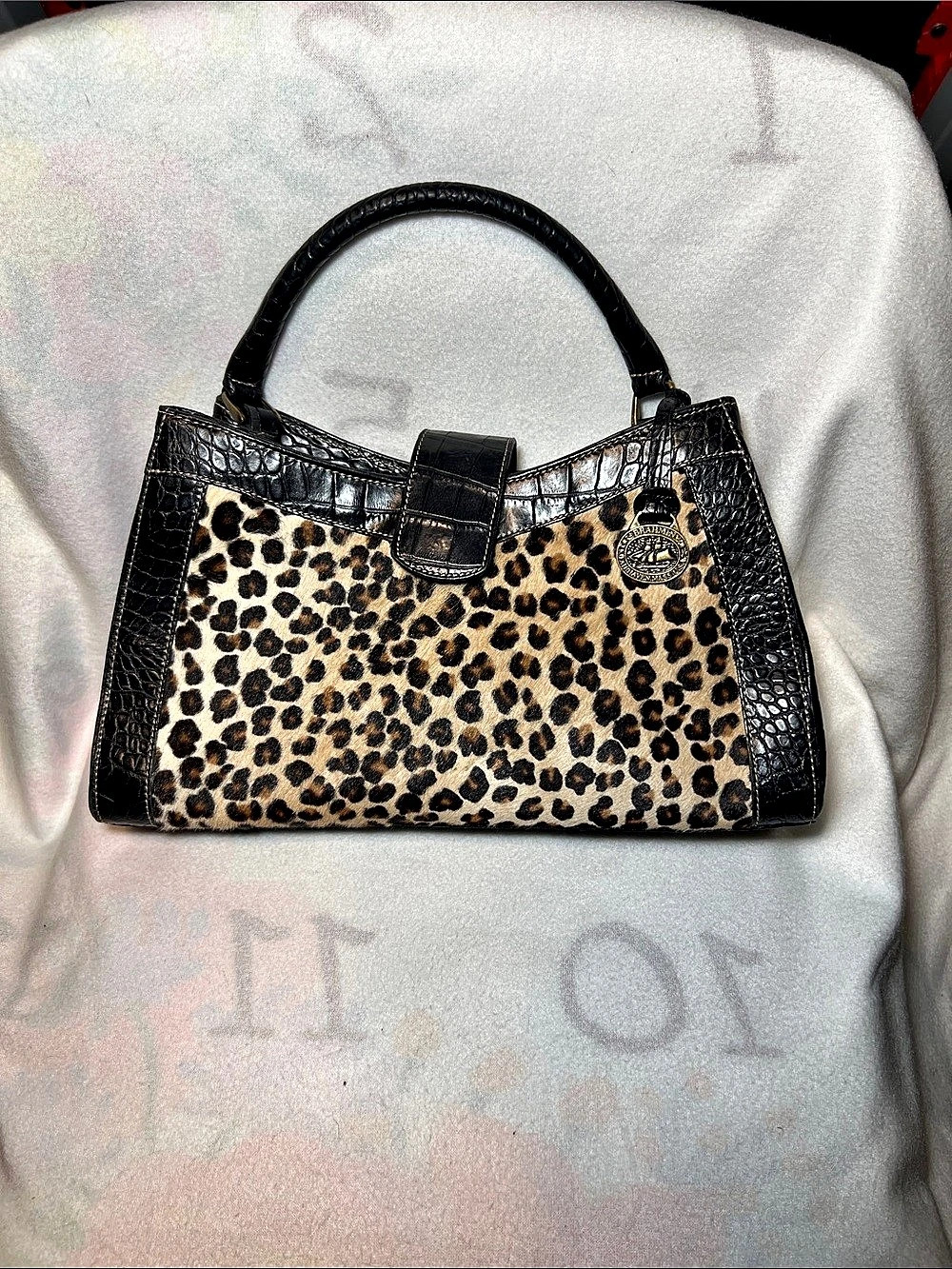 Brahmin Anna Satchel Leopard Print Shoulder Bag